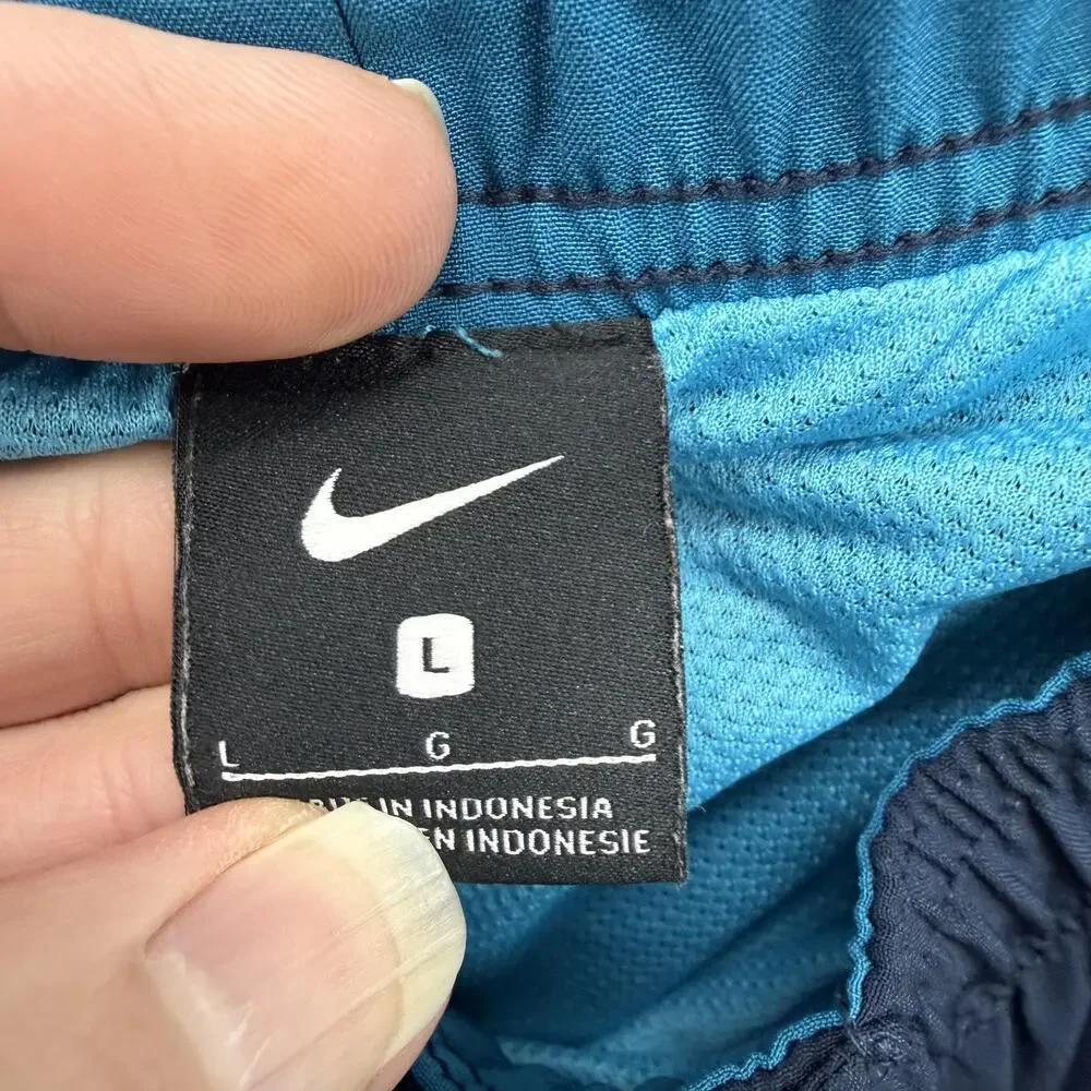 Nike Shorts Mens Large Blue Colorblock‎ Swim Trunks Mesh Lined Drawstring Beach
